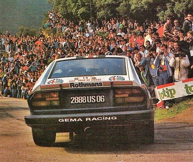 Yves Loubet - Jean-Marc Andrié
30º Rally Tour de Corse - Rallye de France 1986. Alfa Romeo GTV6 (2888 US 06). Clasificado 3º.

Del 1 al 3 de Mayo, Ajaccio, Córcega, Francia.
Superficie: asfalto.
El Rally tenia un total de 1551.00 km de los que 1122.34 km divididos en 30 tramos eran especiales. (4 de ellos fueron cancelados. SS12 Figarella - Cardo de 15.75 Km, SS18 Corte - Taverna de 26.84 Km, SS19 Moltifao - Speloncato de 38.16 Km y SS20 Corbara - Calenzana de 23.69 Km. Los 3 últimos por el fatal accidente de Henri y Sergio).
Tomaron la salida 122 equipos, finalizaron 31.

En esta edición habí­an 5 tramos de 50 o mas Km cronometrados, SS7 Cozzano - Col de la Serra de 50.84, SS8 Muracciole - Abbazia de 50.00, SS10 Pont d'Altiani - Pont St Laurent de 56.01, SS14 Prunelli - San Pancrazio de 55.67 y SS17 Campe Militaire - Corte de 58.14. Uno de mas de 70 km, SS23 Saint Roch - Suaricchio de 78.19, y otro, el último, SS30 Liamone - Suaricchio de 83.16 Km.

Aquí dejo los kilómetros de cada uno de los 30 tramos del Rally:

1ª ETAPA (01-Mayo-1986)
SS1 Verghia - Pont de la Masina de 38.09 km
SS2 Sainte Marie Sicche - Moca 1 de 23.96 km
SS3 Petreto - Aullene 1 de 20.03 km
SS4 Zerubia - Santa Giulia de 30.60 km
SS5 Sartene - Zonza de 44.23 km
SS6 Aullene - Zicavo de 25.59 km
SS7 Cozzano - Col de la Serra de 50.84 km
SS8 Muracciole - Abbazia de 50.00 km
SS9 Campo al Quarcio - Ponte de Noceta de 33.77 km
SS10 Pont d'Altiani - Pont St Laurent de 56.01 km
SS11 Ponte Rosso - Borgo de 42.29 km

TOTAL ETAPA 415.41 km

2ª ETAPA (02 Mayo-1986)
SS12 Figarella - Cardo (cancelado) de 15.75 km
SS13 Saint Florent - Col de San Stefano de 26.81 km
SS14 Prunelli - San Pancrazio de 55.67 km
SS15 Folelli - Santa Lucia di Moriani de 18.49 km
SS16 Moriani Plage - Orsoni de 20.10 km
SS17 Campe Militaire Corte de 58.14 km
SS18 Corte - Taverna (cancelado) de 26.84 km
SS19 Moltifao - Speloncato (cancelado) de 38.16 km
SS20 Corbara - Calenzana (cancelado) de 23.69 km

TOTAL ETAPA 283.65 km

3ª ETAPA (03-Mayo-1986)
SS21 Norte Dame de la Serra - Pont du Fango de 28.77 km
SS22 Fango - Ota de 48.59 km
SS23 Saint Roch - Suaricchio de 78.19 km
SS24 Tavera - Pont de Mezzana de 30.57 km
SS25 Sainte Marie Sicche - Moca 2 de 23.96 km
SS26 Petreto - Aullene 2 de 20.03 km
SS27 Sorbollano - Santa Giulia de 35.59 km
SS28 Calvese - Agosta Plage de 38.69 km
SS29 Plaine de Peri - Capiglioli de 35.73 km
SS30 Liamone - Suaricchio 83.16 km

TOTAL ETAPA 423.28 km.
SUMANDO LAS TRES ETAPAS, ESTAMOS HABLANDO DE 1122.34 KM CRONOMETRADOS... UNA SALVAJADA...@
Palabras clave: Yves_Loubet;Alfa_Romeo;Alfa_Romeo;Corcega;1986;Corse