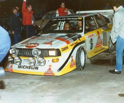 Hannu Mikkola - Arne Hertz
54º Rallye Automobile de Monte-Carlo 1986. Audi Sport Quattro S1 E2 (IN-NW 4). Clasificado 3º.

Del 18 al 24 de Enero, Monte-Carlo.
Superficie: asfalto - nieve.

El Rally tenía un total de 3984.00 km de los que 881.20 km divididos en 36 tramos eran especiales.

Tomaron la salida 156 equipos, finalizaron 65.@
Palabras clave: ;Audi;Sport;Quattro;E2;Montecarlo;1986;Grupo_B