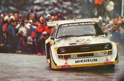 Hannu Mikkola - Arne Hertz
54º Rallye Automobile de Monte-Carlo 1986. Audi Sport Quattro S1 E2 (IN-NW 4). Clasificado 3º.

Del 18 al 24 de Enero, Monte-Carlo.
Superficie: asfalto - nieve.

El Rally tenía un total de 3984.00 km de los que 881.20 km divididos en 36 tramos eran especiales.

Tomaron la salida 156 equipos, finalizaron 65.@
Palabras clave: ;Audi;Sport;Quattro;Montecarlo;1986;Grupo_B