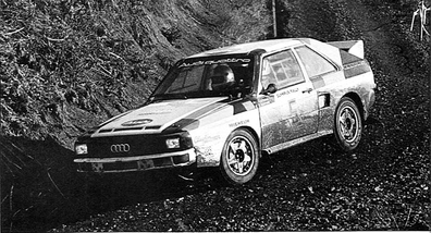 John Buffum - Neil Wilson
21º Toyota Olympus Rally 1986. Audi Sport Quattro S1 (F344). Clasificado 3º.

Última aparición Oficial de los coches Grupo B en una prueba válida para el Mundial de Rallys.

De 4 al 7 de Diciembre, Tacoma - Tumwater, Washington, Estados Unidos.
Superficie: tierra.

El Rally tenía un total de 540.65 km cronometrados divididos en 40 tramos especiales (uno de ellos fue cancelado SS6 Taylor Towne de 14.76 km).

Tomaron la salida 50 equipos, finalizaron 25.@
Palabras clave: ;Audi;Sport;Quattro;Grupo_B;1986;Olympus;EE.UU