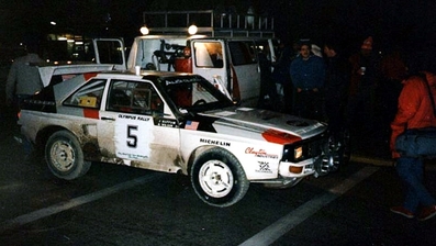 John Buffum - Neil Wilson
21º Toyota Olympus Rally 1986. Audi Sport Quattro S1 (F344). Clasificado 3º.

Última aparición Oficial de los coches Grupo B en una prueba válida para el Mundial de Rallys.

De 4 al 7 de Diciembre, Tacoma - Tumwater, Washington, Estados Unidos.
Superficie: tierra.

El Rally tenía un total de 540.65 km cronometrados divididos en 40 tramos especiales (uno de ellos fue cancelado SS6 Taylor Towne de 14.76 km).

Tomaron la salida 50 equipos, finalizaron 25.@
Palabras clave: ;Audi;Sport;Quattro;Grupo_B;1986;Olympus;EE.UU