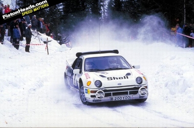Karl-Erik (Kalle) Grundel - Benny Melander
36º Internacional Suecia Rally 1986. Ford RS200 (B200 Y00). Clasificado 3º.

Del 14 al 16 de Febrero, Karlstad, Suecia.
Superficie: nieve - hielo.

El Rally tenia un total de 1670.00 km de los que 556.79 km divididos en 30 tramos eran especiales.

Tomaron la salida 107 equipos, finalizaron 62.@
Palabras clave: Kalle_Grundel;Ford;RS200;Grupo_B;Suecia;1986;nieve