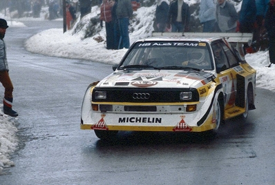 Hannu Mikkola - Arne Hertz
54º Rallye Automobile de Monte-Carlo 1986. Audi Sport Quattro S1 E2 (IN-NW 4). Clasificado 3º.

Del 18 al 24 de Enero, Monte-Carlo.
Superficie: asfalto - nieve.

El Rally tenía un total de 3984.00 km de los que 881.20 km divididos en 36 tramos eran especiales.

Tomaron la salida 156 equipos, finalizaron 65.@
Palabras clave: ;Audi;Sport;Quattro;Montecarlo;Grupo_B;1986