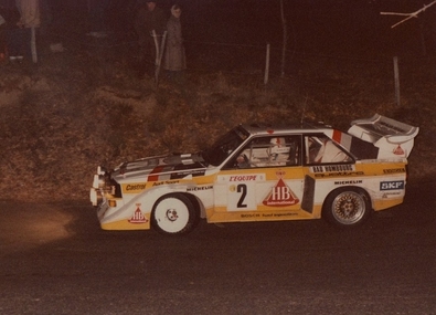 Walter Röhrl - Christian Geistdörfer
54º Rallye Automobile de Monte-Carlo 1986. Audi Sport Quattro S1 E2 (IN-NL 23). Clasificado 4º.

Del 18 al 24 de Enero, Monte-Carlo.
Superficie: asfalto - nieve.

El Rally tenía un total de 3984.00 km de los que 881.20 km divididos en 36 tramos eran especiales.

Tomaron la salida 156 equipos, finalizaron 65.@
Palabras clave: Audi;Grupo_B;Quattro;Walter_Röhrl;Montecarlo;1986