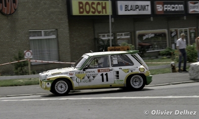 Philippe Touren - Albert Neyron
22º Ypres 24 Hours Rally 1986. Renault 5 Maxi Turbo (5555 SP 30). Clasificado 4º.

Del 27 al 29 de Junio, Ypres, Bélgica.
Superficie: asfalto.

El Rally estaba dividido en 2 etapas y 411.41 km cronometrados divididos en 37 tramos especiales.

Tomaron la salida 155 equipos, finalizaron 70.

© Olivier Delhez
@
Palabras clave: ;Renault;Maxiturbo;Ypres;1986