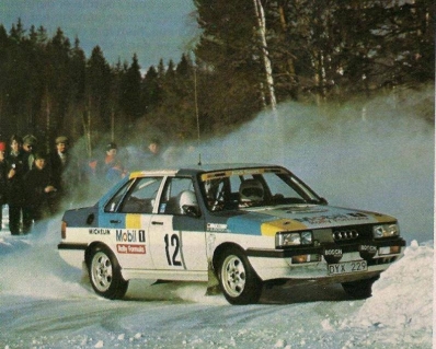 Mikael Ericsson - Reinhard Michel
36º Internacional Suecia Rally 1986. Audi 90 Quattro (DYX 229). Clasificado 4º.

Del 14 al 16 de Febrero, Karlstad, Suecia.
Superficie: nieve - hielo.

El Rally tenia un total de 1670.00 km de los que 556.79 km divididos en 30 tramos eran especiales.

Tomaron la salida 107 equipos, finalizaron 62.@
Palabras clave: ;Mazda;Suecia;Nieve;Audi;Quattro;1986