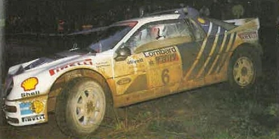 Karl-Erik (Kalle) Grundel - Benny Melander
35º Lombard RAC Rally 1986. Ford RS200 (B200 XVX). Clasificado 5º.

Del 16 al 19 de Noviembre, Bath, Inglaterra.
Superficie: Tierra.

El Rally un total de 2537.93 km de los que 515.04 km divididos en 45 tramos eran especiales.

Tomaron la salida 149 equipos, finalizaron 83.@
Palabras clave: Kalle_Grundel;Ford;RS200;Gran_Bretaña;1986;Grupo_B;Inglaterra