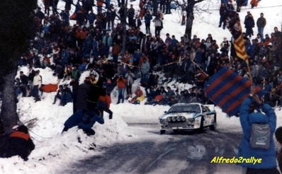 Salvador Servià i Costa  - Jordi Sabater
54º Rallye Automobile de Monte-Carlo 1986. Lancia Rally 037 (TO Y67908). Clasificado 7º y 1º sin tracción total.

Del 18 al 24 de Enero, Monte-Carlo.
Superficie: asfalto - nieve.

El Rally tenía un total de 3984.00 km de los que 881.20 km divididos en 36 tramos eran especiales.

Tomaron la salida 156 equipos, finalizaron 65.@
Palabras clave: Salvador_Servia;Lancia;Rally;Montecarlo;1986;Grupo_B;nieve
