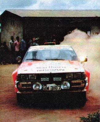 Alain Ambrosino - Daniel Le Saux
18º Rallye Cote d'Ivoire 1986. Nissan 240RS (GiW 3187). Clasificado 8º.

Del 24 al 27 de Septiembre, Yamoussoukro, Costa de Marfil.
Superficie: tierra.

El Rally tenia un total de 3763 km con 73 controles horarios.

Tomaron la salida 49 equipos, finalizaron 11.@
Palabras clave: Nissan;Costa_Marfil;Grupo_B;1986