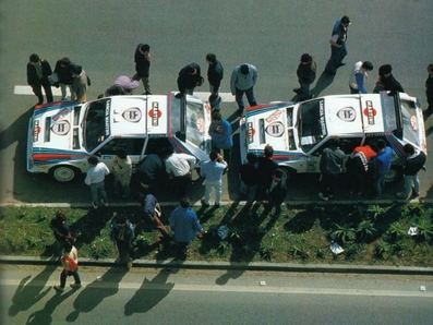 20º Rallye de Portugal Vinho do Porto 1986
En los Lancia Delta S4:
#8 (A6 37614) Henri Toivonen - Sergio Cresto.
#5 (A6 37805) Miki Biasion - Tiziano Siviero.

Todos los equipos 