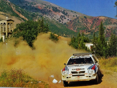 Markku Alén - Ilkka Kivimäki
33º Acrópolis Rally 1986. Lancia Delta S4 (TO 76794E). Abandonó por motor en SS43 Desfina de 7.57 Km.
Martini Lancia

Del 2 al 4 de Junio, Atenas, Grecia.
Superficie: tierra.

El Rally tení­a un total de 1890.00 km de los que 572.13 km divididos en 46 tramos eran especiales (8 de ellas fueron cancelados SS8, SS9, SS10, SS14, SS16, SS21, SS36 y SS45)

Tomaron la salida 101 equipos, finalizaron 34.@
Palabras clave: Lancia;Delta;Grupo_B;Acropolis;Grecia;1986