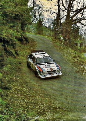 Henri Toivonen - Sergio Cresto
30º Tour de Corse 1986. Lancia Delta S4 (TO 73074E).
El 02-05-1986 sufrieron accidente mortal (D.E.P. / R.I.P.).

Del 1 al 3 de Mayo, Ajaccio, Córcega, Francia.
Superficie: asfalto.
El Rally tenia un total de 1551.00 km de los que 1122.34 km divididos en 30 tramos eran especiales. (4 de ellos fueron cancelados. SS12 Figarella - Cardo de 15.75 Km, SS18 Corte - Taverna de 26.84 Km, SS19 Moltifao - Speloncato de 38.16 Km y SS20 Corbara - Calenzana de 23.69 Km. Los 3 últimos por el fatal accidente de Henri y Sergio).
Tomaron la salida 122 equipos, finalizaron 31.

En esta edición habí­an 5 tramos de 50 o mas Km cronometrados, SS7 Cozzano - Col de la Serra de 50.84, SS8 Muracciole - Abbazia de 50.00, SS10 Pont d'Altiani - Pont St Laurent de 56.01, SS14 Prunelli - San Pancrazio de 55.67 y SS17 Campe Militaire - Corte de 58.14. Uno de mas de 70 km, SS23 Saint Roch - Suaricchio de 78.19, y otro, el último, SS30 Liamone - Suaricchio de 83.16 Km.

Aquí dejo los kilómetros de cada uno de los 30 tramos del Rally:

1ª ETAPA (01-Mayo-1986)
SS1 Verghia - Pont de la Masina de 38.09 km
SS2 Sainte Marie Sicche - Moca 1 de 23.96 km
SS3 Petreto - Aullene 1 de 20.03 km
SS4 Zerubia - Santa Giulia de 30.60 km
SS5 Sartene - Zonza de 44.23 km
SS6 Aullene - Zicavo de 25.59 km
SS7 Cozzano - Col de la Serra de 50.84 km
SS8 Muracciole - Abbazia de 50.00 km
SS9 Campo al Quarcio - Ponte de Noceta de 33.77 km
SS10 Pont d'Altiani - Pont St Laurent de 56.01 km
SS11 Ponte Rosso - Borgo de 42.29 km

TOTAL ETAPA 415.41 km

2ª ETAPA (02 Mayo-1986)
SS12 Figarella - Cardo (cancelado) de 15.75 km
SS13 Saint Florent - Col de San Stefano de 26.81 km
SS14 Prunelli - San Pancrazio de 55.67 km
SS15 Folelli - Santa Lucia di Moriani de 18.49 km
SS16 Moriani Plage - Orsoni de 20.10 km
SS17 Campe Militaire Corte de 58.14 km
SS18 Corte - Taverna (cancelado) de 26.84 km
SS19 Moltifao - Speloncato (cancelado) de 38.16 km
SS20 Corbara - Calenzana (cancelado) de 23.69 km

TOTAL ETAPA 283.65 km

3ª ETAPA (03-Mayo-1986)
SS21 Norte Dame de la Serra - Pont du Fango de 28.77 km
SS22 Fango - Ota de 48.59 km
SS23 Saint Roch - Suaricchio de 78.19 km
SS24 Tavera - Pont de Mezzana de 30.57 km
SS25 Sainte Marie Sicche - Moca 2 de 23.96 km
SS26 Petreto - Aullene 2 de 20.03 km
SS27 Sorbollano - Santa Giulia de 35.59 km
SS28 Calvese - Agosta Plage de 38.69 km
SS29 Plaine de Peri - Capiglioli de 35.73 km
SS30 Liamone - Suaricchio 83.16 km

TOTAL ETAPA 423.28 km.
SUMANDO LAS TRES ETAPAS, ESTAMOS HABLANDO DE 1122.34 KM CRONOMETRADOS... UNA SALVAJADA...
@
Palabras clave: Henri_Toivonen;Sergio_Cresto;Lancia;Delta;Grupo_B;Corcega;1986;Corse