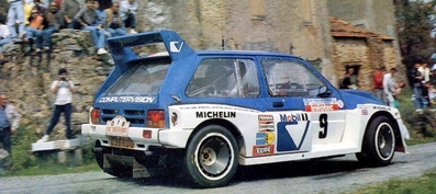 Malcolm Wilson - Nigel Harris
30º Rally Tour de Corse - Rallye de France 1986. MG Metro 6R4 (C96 KOG). Abandonó por fuego en el motor en SS10 Pont d'Altiani - Ponte Sainte Laurent de 56.01 Km.

Todo el Equipo Martini Lancia abandona el Rallye a causa del fatal accidente de Henri Toivonen junto a su copiloto Sergio Cresto el 02-Mayo-1986.
D.E.P / R.I.P.

Del 1 al 3 de Mayo, Ajaccio, Córcega, Francia.
Superficie: asfalto.
El Rally tenia un total de 1551.00 km de los que 1122.34 km divididos en 30 tramos eran especiales. (4 de ellos fueron cancelados. SS12 Figarella - Cardo de 15.75 Km, SS18 Corte - Taverna de 26.84 Km, SS19 Moltifao - Speloncato de 38.16 Km y SS20 Corbara - Calenzana de 23.69 Km. Los 3 últimos por el fatal accidente de Henri y Sergio).
Tomaron la salida 122 equipos, finalizaron 31.

En esta edición habí­an 5 tramos de 50 o mas Km cronometrados, SS7 Cozzano - Col de la Serra de 50.84, SS8 Muracciole - Abbazia de 50.00, SS10 Pont d'Altiani - Pont St Laurent de 56.01, SS14 Prunelli - San Pancrazio de 55.67 y SS17 Campe Militaire - Corte de 58.14. Uno de mas de 70 km, SS23 Saint Roch - Suaricchio de 78.19, y otro, el último, SS30 Liamone - Suaricchio de 83.16 Km.

Aquí dejo los kilómetros de cada uno de los 30 tramos del Rally:

1ª ETAPA (01-Mayo-1986)
SS1 Verghia - Pont de la Masina de 38.09 km
SS2 Sainte Marie Sicche - Moca 1 de 23.96 km
SS3 Petreto - Aullene 1 de 20.03 km
SS4 Zerubia - Santa Giulia de 30.60 km
SS5 Sartene - Zonza de 44.23 km
SS6 Aullene - Zicavo de 25.59 km
SS7 Cozzano - Col de la Serra de 50.84 km
SS8 Muracciole - Abbazia de 50.00 km
SS9 Campo al Quarcio - Ponte de Noceta de 33.77 km
SS10 Pont d'Altiani - Pont St Laurent de 56.01 km
SS11 Ponte Rosso - Borgo de 42.29 km

TOTAL ETAPA 415.41 km

2ª ETAPA (02 Mayo-1986)
SS12 Figarella - Cardo (cancelado) de 15.75 km
SS13 Saint Florent - Col de San Stefano de 26.81 km
SS14 Prunelli - San Pancrazio de 55.67 km
SS15 Folelli - Santa Lucia di Moriani de 18.49 km
SS16 Moriani Plage - Orsoni de 20.10 km
SS17 Campe Militaire Corte de 58.14 km
SS18 Corte - Taverna (cancelado) de 26.84 km
SS19 Moltifao - Speloncato (cancelado) de 38.16 km
SS20 Corbara - Calenzana (cancelado) de 23.69 km

TOTAL ETAPA 283.65 km

3ª ETAPA (03-Mayo-1986)
SS21 Norte Dame de la Serra - Pont du Fango de 28.77 km
SS22 Fango - Ota de 48.59 km
SS23 Saint Roch - Suaricchio de 78.19 km
SS24 Tavera - Pont de Mezzana de 30.57 km
SS25 Sainte Marie Sicche - Moca 2 de 23.96 km
SS26 Petreto - Aullene 2 de 20.03 km
SS27 Sorbollano - Santa Giulia de 35.59 km
SS28 Calvese - Agosta Plage de 38.69 km
SS29 Plaine de Peri - Capiglioli de 35.73 km
SS30 Liamone - Suaricchio 83.16 km

TOTAL ETAPA 423.28 km.
@
Palabras clave: ;MG;Metro;Grupo_B;Corcega;1986;Corse