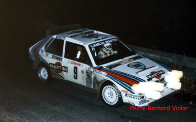 Massimo (Miki) Biasion - Tiziano Siviero
54º Rallye Automobile de Monte-Carlo 1986. Lancia Delta S4 (A6 37615). Abandonó por accidente de tráfico durante un enlace de tramo, quedando 68º.

Del 18 al 24 de Enero, Monte-Carlo.
Superficie: asfalto - nieve.

El Rally tenía un total de 3984.00 km, de los que 881.20 km divididos en 36 tramos eran especiales.

Tomaron la salida 156 equipos, finalizaron 65.@
Palabras clave: Miki_Biasion;Tiziano_Siviero;Lancia;Montecarlo;Grupo_B;Delta;1986