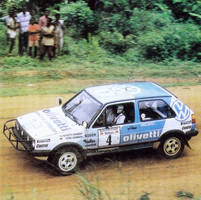 Kenneth Eriksson - Peter Diekmann
19º Rallye Côte d'Ivoire 1987. Volkswagen Golf GTi (WOB-AH 861). Clasificado 1º.

Del 22 al 26 de Septiembre, Abidjan.
Superficie: tierra.

El Rallye tenia un total de 3831.49 Km de los que 1074.01 Km eran con controles horarios.
Desconocemos el número de controles que habí­an.

Se inscribieron 43 equipos, tomaron la salida 43, finalizaron 11.@
Palabras clave: ;Cote_Ivoire;Volkswagen;Golf;GTi;1987