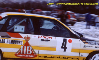 Walter Röhrl - Christian Geistdörfer
55º Rallye Automobile de Monte-Carlo 1987. Audi 200 Quattro (IN-YV 67). Clasificado 3º.

Del 17 al 22 de Enero, Monte-Carlo.
Superficie: asfalto - nieve.

El Rally tenia un total de 3162.00 km de los que 593.45 km divididos en 26 tramos eran especiales, (1 de ellos fue cancelado SS3 Les Egats - St. Luce de 13.50 Km).

Se inscribieron 163 equipos, tomaron la salida 160, finalizaron 93.@
Palabras clave: Walter_Röhrl;Audi;Quattro;Montecarlo;1987