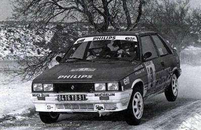 Jean Ragnotti - Pierre Thimonier
55º Rallye Automobile de Monte-Carlo 1987. Renault 11 Turbo (8416 YD 91). Clasificado 6º.
Philips Renault Elf

Del 17 al 22 de Enero, Monte-Carlo.
Superficie: asfalto - nieve.

El Rally tenia un total de 3162.00 km de los que 593.45 km divididos en 26 tramos eran especiales, (1 de ellos fue cancelado SS3 Les Egats - St. Luce de 13.50 Km).

Se inscribieron 163 equipos, tomaron la salida 160, finalizaron 93.@
Palabras clave: Renault;Trubo;Montecarlo;1987;nieve