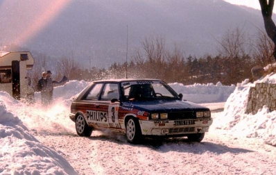 Jean Ragnotti - Pierre Thimonier
55º Rallye Automobile de Monte-Carlo 1987. Renault 11 Turbo (8416 YD 91). Clasificado 6º.
Philips Renault Elf

Del 17 al 22 de Enero, Monte-Carlo.
Superficie: asfalto - nieve.

El Rally tenia un total de 3162.00 km de los que 593.45 km divididos en 26 tramos eran especiales, (1 de ellos fue cancelado SS3 Les Egats - St. Luce de 13.50 Km).

Se inscribieron 163 equipos, tomaron la salida 160, finalizaron 93.@
Palabras clave: Renault;Trubo;Montecarlo;1987;nieve