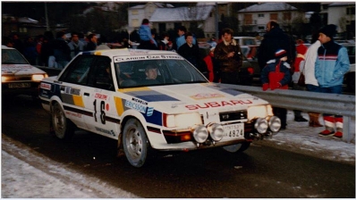 Per Eklund - Dave Whittock
55º Rallye Automobile de Monte-Carlo 1987. Subaru RX Turbo (TKT53NA4824). Clasificado 9º.

Del 17 al 22 de Enero, Monte-Carlo.
Superficie: asfalto - nieve.

El Rally tenia un total de 3162.00 km de los que 593.45 km divididos en 26 tramos eran especiales, (1 de ellos fue cancelado SS3 Les Egats - St. Luce de 13.50 Km).

Se inscribieron 163 equipos, tomaron la salida 160, finalizaron 93.@
Palabras clave: ;Subaru;Turbo;RX;Montecarlo;1987