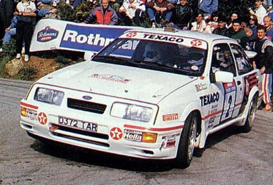 Stig Blomqvist - Bruno Berglund
31º Tour de Corse - Rallye de France 1987. Ford Sierra RS Cosworth. Abandonò por el turbo en SS10 St Florent - Col San Stefano de 26,80 Km.
El Rally tenia un total de 1367.02 km de los que 619.22 km divididos en 24 tramos, eran especiales.
Se inscribieron 103 equipos, tomaron la salida 95, finalizaron 35.@
Palabras clave: Stig_Blomqvist;Ford;Sierra;Cosworth;Corcega;1987;Corse
