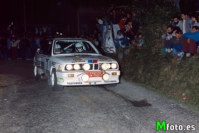 Pep Bassas - Josep Autet
11º Rally Villa de Llanes 1987. BMW M3 E30 (2-M-7537-P). Abandonó por el embrague.

Del 6 al 7 de Junio, Llanes, Asturias, España.
Superficie: asfalto con 250.40 km cronometrados.

Tomaron la salida 58 equipos, finalizaron 35.

© Miguel Arevalo
@
Palabras clave: Pep_Bassas;Llanes;Asturias;BMW;1987