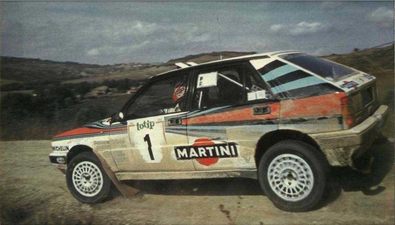Massimo "Miki" Biasion - Tiziano Siviero
30º Rallye Sanremo - Rallye d'Italia  1988. Lancia Delta Integrale, (TO 89095H). Clasificado 1º.

Del 10 al 14 de Octubre, Sanremo, Liguria, Imperia, Italia.
Superficie: asfalto - tierra.

El Rally tenia un total de 2453.87 km de los que 564.96 Km divididos en 43 tramos eran especiales (4 de ellos fueron cancelados SS6 Superspeciale 2 de 2.18 Km, SS11 Tignai de 12.17 Km, SS13 Lanzo 2 de 6.38 Km y SS38 Angua 2 de 12.37 Km).

Se inscribieron 124 equipos, tomaron la salida 124, finalizaron 55.@
Palabras clave: ;Sanremo;Italia;Lancia;Delta;Integrale;1988