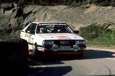 Paola De Martini - Umberta Gibellini
24º Rallye Catalunya-Costa Brava 1988. Audi Coupé Quattro. Clasificada 4º.
El Rally tenia 26 tramos cronometrados.
SS La Trona
Tomaron la salida 110 equipos, finalizaron 42.
Foto de Roberto Gnudi.@@
Palabras clave: ;Audi;Coupe;Quattro;Catalunya;Costa_Brava;1988;mujeres