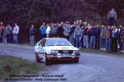 Paola De Martini - Umberta Gibellini
24º Rallye Catalunya-Costa Brava 1988. Audi Coupé Quattro. Clasificada 4º.
El Rally tenia 26 tramos cronometrados.
Tomaron la salida 110 equipos, finalizaron 42.
Foto de Roberto Gnudi.@@
Palabras clave: ;Audi;Coupe;Quattro;Catalunya;Costa_Brava;1988;mujeres