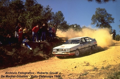 Paola De Martini - Umberta Gibellini
24º Rallye Catalunya-Costa Brava 1988. Audi Coupé Quattro. Clasificada 4ª.

Del 12 al 13 de Febrero, Lloret de Mar, Girona, Catalunya, España
Superficie: asfalto - tierra.

El Rally tenia 416.35 km cronometrados divididos en 26 tramos.

Tomaron la salida 110 equipos, finalizaron 42.

© Roberto Gnudi
@@
Palabras clave: ;Audi;Coupe;Quattro;Catalunya;Costa_Brava;1988;mujeres;Womens;Spain;España