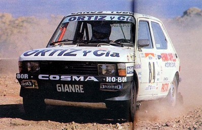 Norberto Gianre - Geronimo Giaccone
8º Marlboro Rally de Argentina 1988. Fiat 147 (C/1 266690). Clasificado 10º.

Del 2 al 6 de Agosto, Buenos Aires, Córdoba, Argentina.
Superficie: tierra.

El Rally tenia un total de 2141.41 Km de los que 583.60 Km divididos en 29 tramos eran especiales.

Se inscribieron 81 equipos, tomaron la salida 81, finalizaron 21.@
Palabras clave: Fiat;Argentina;1988