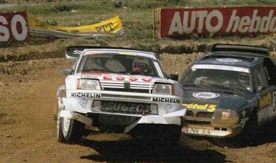 Rallycross de Rodez 1988
Peugeot 205 Turbo 16 E2 pilotado por Guy Fréquelin. DetrÁs un Lancia Delta S4 pilotado por Bruno Saby.
@
Palabras clave: Guy_Frequelin;Bruno_Saby;Peugeot;Turbo;Lancia;Delta;Grupo_B;Rodez;1988