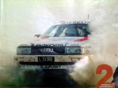 Georg Fischer - Thomas Zeltner
9º Rally Argentina 1989. Audi 200 Quattro. Clasificado 4º.

Del 1 al 5 de Agosto, Buenos Aires - Cordoba, Argentina.
Superficie: tierra.

El Rally tenia un total de 2.119.44 km de los que 598,57 Km divididos en 30 tramos eran especiales.

Se inscribieron 77 equipos, tomaron la salida 77, finalizaron 33.@
Palabras clave: Audi;Quattro;Argentina;1989