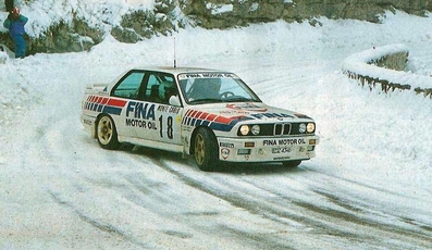 Marc Duez - Alain Lopes
57º Rallye Automobile de Monte-Carlo 1989. BMW M3 E30 (EDZ 4364). Clasificado 8º.

Del 21 al 26 de Enero, Monte-Carlo.
Superficie: asfalto - nieve.

El Rally tenia un total de 2872.82 km, de los que 613.25 km, divididos en 24 tramos, eran especiales.

Tomaron la salida 172 equipos, finalizaron 83.@
Palabras clave: ;BMW;M3;Montecarlo;1989;nieve;E30