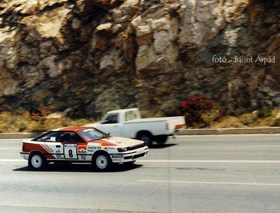 Carlos Sainz Cenamor - Luís Rodríguez Moya
36º Acropolis Rally 1989. Toyota Celica GT-4 -ST165- (K-AM 2623). Abandonó por chasis roto en SS34 Neraida de 34,74 Km.
Toyota Team Europe

Las ruedas durí­simas que Pirelli fabricó para el rally, al no contar con la mousse anti pinchazos, hicieron estragos en los chasis de los Toyota. Dichos chasis tení­an que ser soldados continuamente en las asistencias, hasta que no aguantaron más vibraciones.

Del 27 de Mayo al 1 de Junio, Atenas, Grecia.
Superficie: tierra.

El Rally tenia un total de 1880.41 km de los que 588.51 km divididos en 42 tramos eran especiales.

Tomaron la salida 97 equipos, finalizaron 40.
@
Palabras clave: ;Toyota;Celica;Grecia;Acropolis;ST165;1989