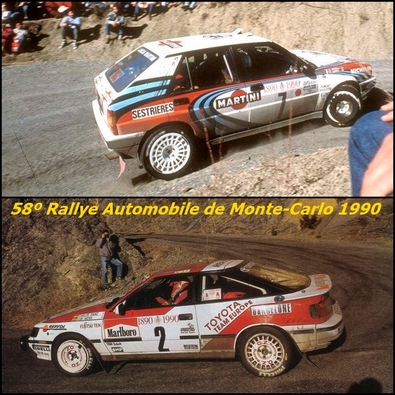 58º Rallye Automobile de Monte-Carlo 1990
Carlos impone un ritmo vertiginoso, que solo Didier y en ocasiones Bruno Saby podían seguir, hasta que Bruno golpea contra un petril y pierde 10 minutos, se quedaron solos Carlos y Didier, que cuando uno ganaba, el otro se la devolvía y así hasta 5 tramos de la finalización del Rally.

Ese año se estrenaba una nueva reglamentación, se trataba principalmente de colocar una brida restrictora en los turbos de 40 m/m. Los Lancia a priori era la marca mas afectada, pues se decía que perdían de entre 30 a 40cv, de ahí que el año anterior, se ausentaran del RAC Británico para concentrar sus esfuerzos en encontrar algo que paliara la pérdida de potencia.

Carlos y Toyota no parecían estar en disposición de lucha contra la armada Lancia y menos en asfalto, Carlos contaba como compañeros de equipo a Schwarz y Ericsson.

Empieza el Rallye y la sorpresa es que Carlos y Luis fueron la auténtica revelación de la prueba.

Miki no dejaba de quejarse de los neumáticos Michelin y en las asistencias Lancia hacía tiempo que no los veían tan nerviosos, gritos entre todos, corriendo y malas caras entre ellos. En cambio en Toyota, todo funcionaba como un reloj, el coche mostraba gran fiabilidad y además estrenando los nuevos calentadores de ruedas, parecía que Carlos y Luis aun se reservaban alguna sorpresa.

Esto fue así hasta que en el Col de Turini, Carlos y Luis atacaban y sacaban 10 segundos a Auriol... Y en la siguiente asistencia, la alarma cundió en el equipo Lancia y se dijo:

"Urgente l´intervento", no nos puede ganar !!...

A partir de los siguientes tramos, ya nada fue igual, a partir de ahí, Didier y Bernard volaron por los tramos, distanciándose de forma increíble desde ese momento... La duda de que se hizo en el Lancia dorsal 7, en la 58º edición del Monte-Carlo perdurará siempre... O no...

Sabéis que pregunta fue la primera que le hizo Carlos a Rino Buschiazzo cuando estaba todo el tema del Lancia Repsol cerrado para 1993 en la carrera de Campeones en Canarias ?... Pues fue en referencia a este tema, y Rino le dijo, mas o menos... Te la metimos !!!

Que cada uno saque sus conclusiones...

Por Carlos Falcó.@
Palabras clave: Historias;MontecarloLancia;Delta;Integrale;Toyota;Celica;ST185;Montecarlo;1990