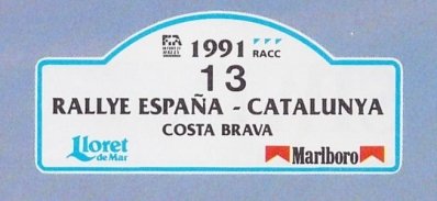 27º Rally Catalunya Costa-Brava 1991
Prueba 13 de 14

Del 10 al 13 Noviembre, Lloret de Mar, Catalunya; España.
Superficie: Asfalto y tierra.

El Rally tenia un total de 1606.98 km de los que 566.1 km divididos en 35 tramos eran especiales, (2 de ellas fueron canceladas SS4 Sant Hilari - Ossor de 13.57 Km y SS29 Riera de Merles de 14.36 Km).

Tomaron la salida 76 equipos, finalizaron 33.
Palabras clave: Catalunya;1991;España;Spain