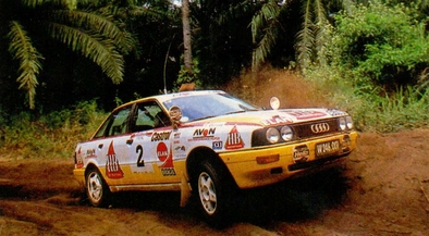 Rudolf Stohl - Reinhard Kaufmann
23º Rallye Cote d'Ivoire - Bandama 1991. Audi 90 Quattro (W 246 001). Clasificado 3º.

Del 27 al 31 de Octubre, Abidjan, Costa d'Ivori, África.
Superficie: tierra.

Tomaron la salida 37 equipos, finalizaron 9.@
Palabras clave: Audi;Quattro;Costa_Marfil;1991