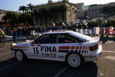 Marc Duez - Klaus Wicha
35º Tour de Corse - Rallye de Francia 1991. Toyota Celica GT-4 "ST165" (K-AM 6212). Clasificado 4º.

Del 28 de Abril al 1 de Mayo, Ajaccio, Córcega, Francia.
Superficie: asfalto.

El Rally tenia un total de 1384.51 km de los que 625.91 km divididos en 27 tramos eran especiales.

Tomaron la salida 101 equipos, finalizaron 43.@
Palabras clave: ;Toyota;Celica;ST165;Corse;Corcega;1991
