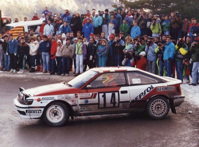 Marc Duez - Klaus Wicha
59º Rallye Automobile de Monte-Carlo 1991. Toyota Celica GT-4 (ST165). Clasificado 11º.

Del 24 al 30 de Enero, Monte-Carlo.
Superficie: asfalto - nieve.

El Rally tenia un total de 3390.27 km de los que 628.64 km divididos en 27 tramos eran especiales.

Tomaron la salida 167 equipos, finalizaron 75.

© Joan Al
@
Palabras clave: ;Toyota;Celica;Montecarlo;1991