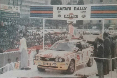 Rudolf (Rudi) Stohl - Reinhard Kaufmann
39º Martini Safari Rally Kenya 1991. Audi 90 Quattro (W246.001). Abandonó por la bomba de aceite.

Del 27 de Marzo al 1 de Abril, Nairobi, Kenya, África.
Superficie: tierra.

El Rally tenia un total de 4520.76 km con 79 controles horarios.

Tomaron la salida 57 equipos, finalizaron 27.@
Palabras clave: Audi;Quattro;Safari;1991