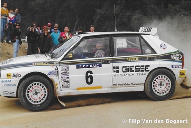 Alessandro (Alex) Fiorio - Vittorio Brambilla
28º Rallye de España - Catalunya - Costa Brava 1992. Lancia Delta HF Integrale (TO 53226S). Clasificado 4º.

Del 8 al 11 de Noviembre, Lloret de Mar, Girona, Catalunya, España.
Superficie: asfalto - tierra.

El Rally tenia un total de 1,505.08 Km de los que 519.65 Km divididos en 29 tramos eran especiales, (uno de ellos fue cancelado SS7).

Se inscribieron 79 equipos, tomaron la salida 74, finalizaron 31.

© Filip Van den Bogaert
@
Palabras clave: ;Lancia;Delta;Integrale;Catalunya;1992;España;Spain