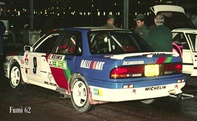 Timo Salonen - Voitto Silander
60º Rallye Automobile de Monte-Carlo 1992. Mitsubishi Galant VR-4 (J16 RAE). Clasificado 6º.

Del 23 al 29 de Enero, Monte-Carlo.
Superficie: asfalto - nieve.

El Rally tenia un total de 3317.61 km de los que 628.29 km divididos en 26 tramos eran especiales (1 de ellas fue cancelada SS23 Col de Turini 3 de 22,21 Km).

Tomaron la salida 141 equipos, finalizaron 76.@
Palabras clave: Timo_Salonen;Mitsubishi;Galant;Montecarlo;1992