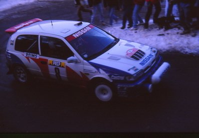 François Chatriot - Michel Périn
60º Rallye Automobile de Monte-Carlo 1992. Nissan Sunny GTI-R (J1 NME) Clasificado 7º.

Del 23 al 29 de Enero, Monte-Carlo.
Superficie: asfalto - nieve.

El Rally tenia un total de 3317.61 km de los que 628.29 km divididos en 26 tramos eran especiales (1 de ellas fue cancelada SS23 Col de Turini 3 de 22,21 Km).

Tomaron la salida 141 equipos, finalizaron 76.@
Palabras clave: François_Chatriot;Michel_Perin;Nissan;Sunny;Montecarlo;1992