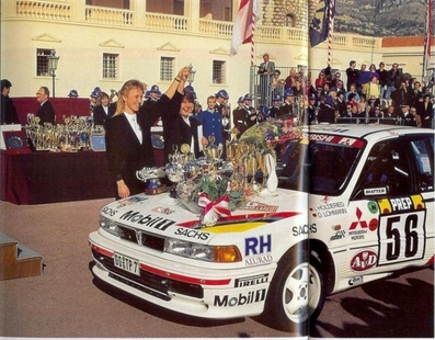 Isolde Holderied - Dagmar Lohmann
60º Rallye Automobile de Monte-Carlo 1992. Mitsubishi Galant VR-4 (GG-TP 7). Clasificada 19ª y 1ª en Copa de Damas.

Del 23 al 29 de Enero, Monte-Carlo.
Superficie: asfalto / nieve / hielo.

El Rally tenia un total de 3339.82 km de los que 606.08 km km divididos en 26 tramos eran especiales, (1 de ellas fue cancelada SS23 Col de Turini 3 de 22,21 Km).

Tomaron la salida 141 equipos, finalizaron 76.@
Palabras clave: ;Mitsubishi;Galant;Montecarlo;1992;Mujeres;Womens;Personajes