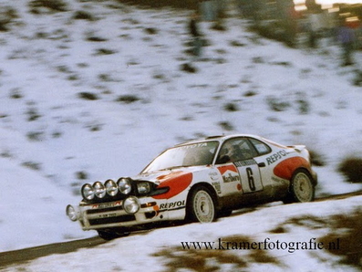 Armin Schwarz - Arne Hertz
60º Rallye Automobile de Monte-Carlo 1992. Toyota Celica Turbo 4WD -ST185- (K-AM 7462). Abandonó por accidente en SS18 Loda - Lucéram de 16.49 Km.

Del 23 al 29 de Enero, Monte-Carlo.
Superficie: asfalto - nieve.

El Rally tenia un total de 3317.61 km de los que 628.29 km divididos en 26 tramos eran especiales (1 de ellas fue cancelada SS23 Col de Turini 3  de 22,21 Km).

Tomaron la salida 141 equipos, finalizaron 76.@
Palabras clave: ;Toyota;Celica;Montecarlo;1992
