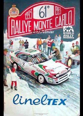 61º Rallye Automobile de Monte-Carlo 1993
Del 21 al 27 de Enero, Monaco.
Superficie: asfalto - nieve.

El Rally tenia un total de 3086.00 km de los que 593.62 km divididos en 22 tramos, eran especiales.

Se inscribieron 182 equipos, tomaron la salida 167, finalizaron 86.
Palabras clave: Montecarlo;1993;Programas;Cartel