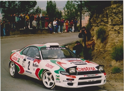 Juha Kankkunen - Nicky Grist
29º Rallye Catalunya - Costa Brava - Rallye de España 1993. Toyota Celica Turbo 4WD -ST185- (K-AM 5951). Clasificado 3º.

Foto en SS Talamanca (Estenalles 