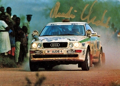 Rudolf (Rudi) Stohl - Peter Diekmann
41º Trust Bank Safari Rally 1993. Audi Coupé S2 (W AUDIB 4). Clasificado 8º.

Del 8 al 12 de Abril, Nairobi, Kenya, Africa.
Superficie: tierra.

El Rally tenia un total de 2116.50 km con 79 controles horarios.

Tomaron la salida 44 equipos, finalizaron 17.@
Palabras clave: Rudi_Stohl;Audi;Coupe;S2;Safari;1993