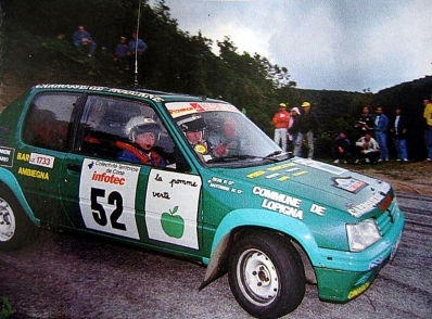 Hercule Antonini - Pascale Seni
37º Tour de Corse - Rallye de France 1993. Peugeot 205 Rallye. Clasificado 21º.

Del 1 al 5 de Mayo, Ajaccio, Córcega, Francia.
Superficie: asfalto.

El Rally tenia un total de 1,130.95 Km de los que 556.42 Km divididos en 24 tramos eran especiales.

Se inscribieron 92 equipos, tomaron la salida 85, finalizaron 44.@
Palabras clave: Peugeot;Rallye;Corse;Corcega;1993