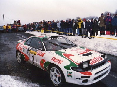 Juha Kankkunen - Nicky Grist
62º Rallye Automobile de Monte-Carlo 1994. Toyota Celica Turbo 4WD -ST185- (K-AM 1705). Clasificado 2º.

Del 22 al 27 de Enero, Monte-Carlo.
Superficie: asfalto - nieve.

El Rally tenia un total de 3058.00 km de los que 588.43 km divididos en 22 tramos eran especiales.

Se inscribieron 195 equipos, tomaron la salida 186, finalizaron 94.@
Palabras clave: ;Toyota;Celica;ST185;Montecarlo;1994
